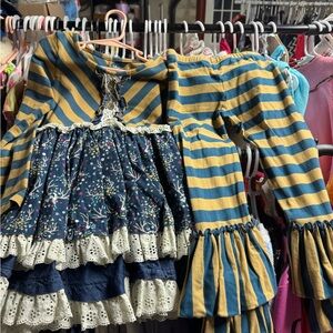 Mustard Pie Blue and Yellow Striped tunic Dress with pants